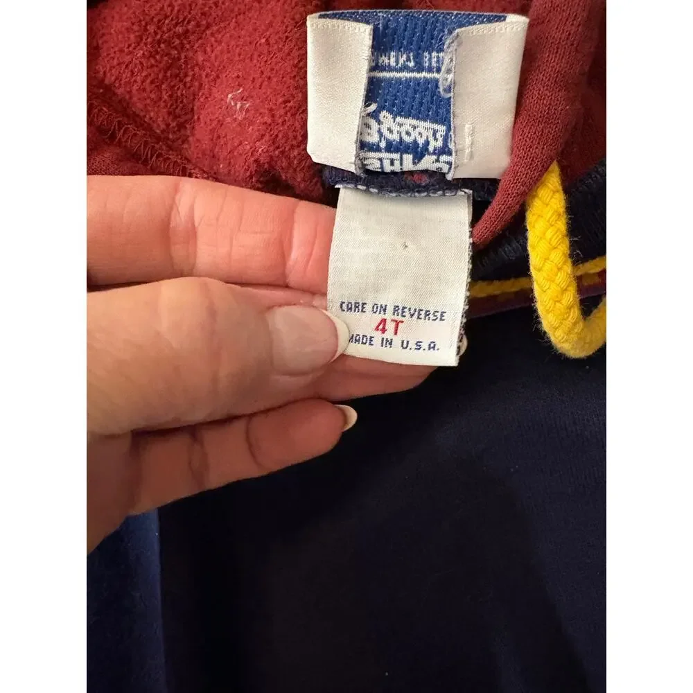 Vintage OshKosh B’Gosh Colorblock Hoodie Sports Teddy Bear 4T USA Kidcore